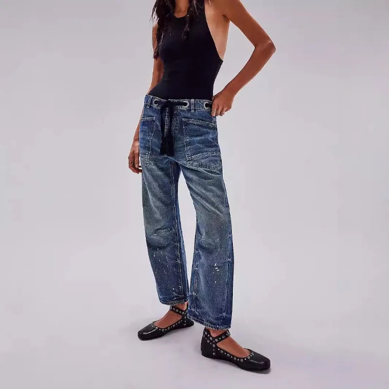 Lavisa - Relaxed Drawstring Cotton Utility Jeans
