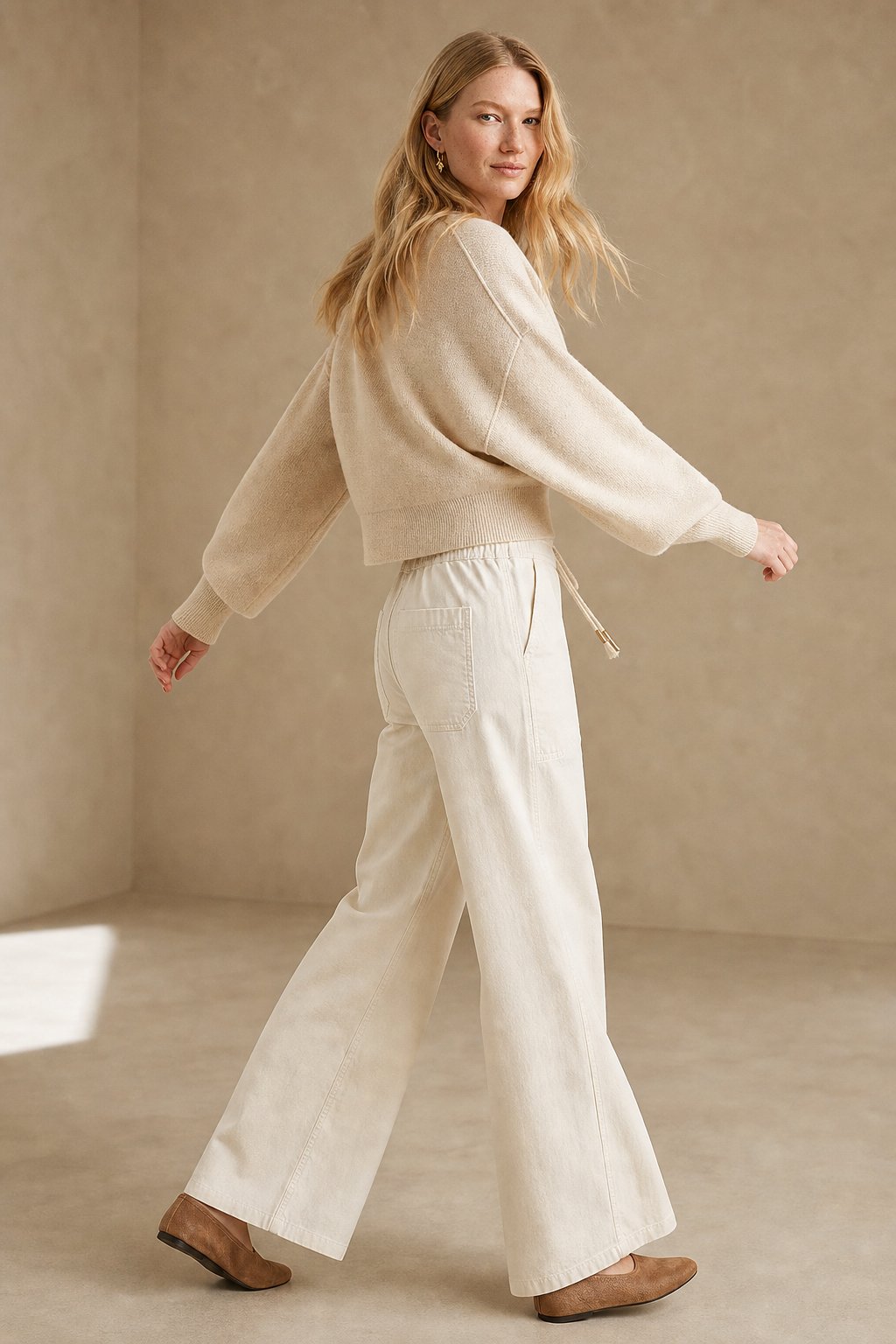 Lavisa - Relaxed Drawstring Denim Crop Jeans