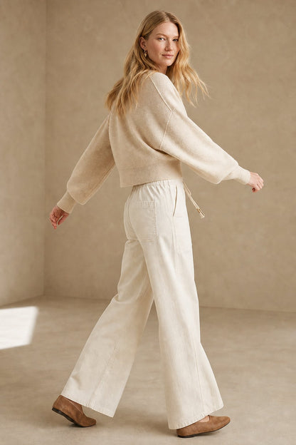 Lavisa - Relaxed Drawstring Denim Crop Jeans