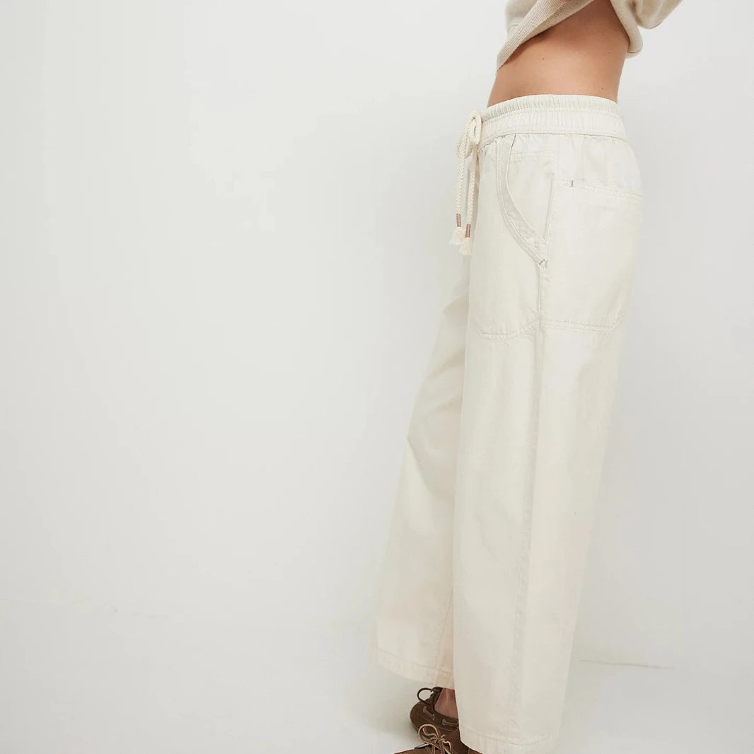 Lavisa - Relaxed Drawstring Denim Crop Jeans