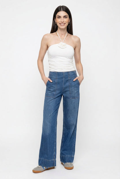 Lavisa - Relaxed High Waisted Loose Fit Wide Leg Jeans