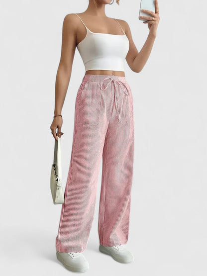 Lavisa - Relaxed Wide Leg Drawstring Pants with Pockets