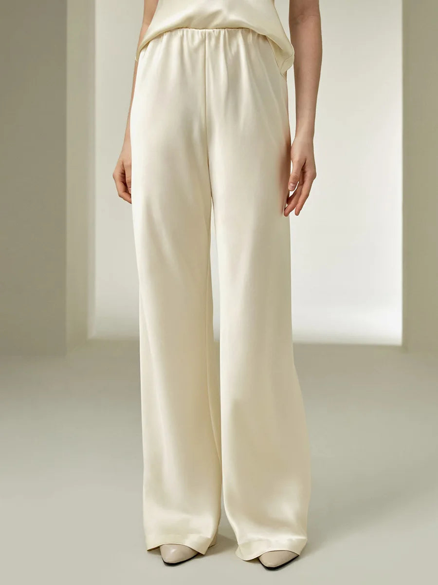 Lavisa - Silk Feel Wide Leg Satin Lounge Trousers