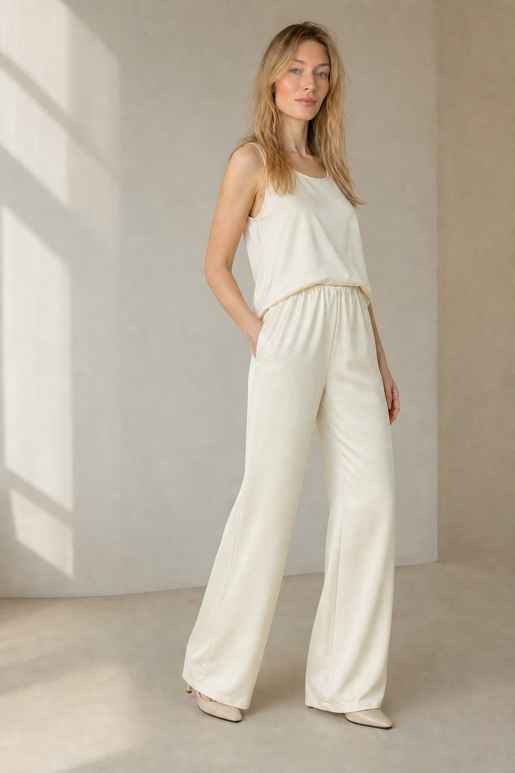 Lavisa - Silk Feel Wide Leg Satin Lounge Trousers