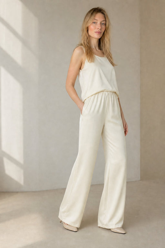 Lavisa - Silk Feel Wide Leg Satin Lounge Trousers