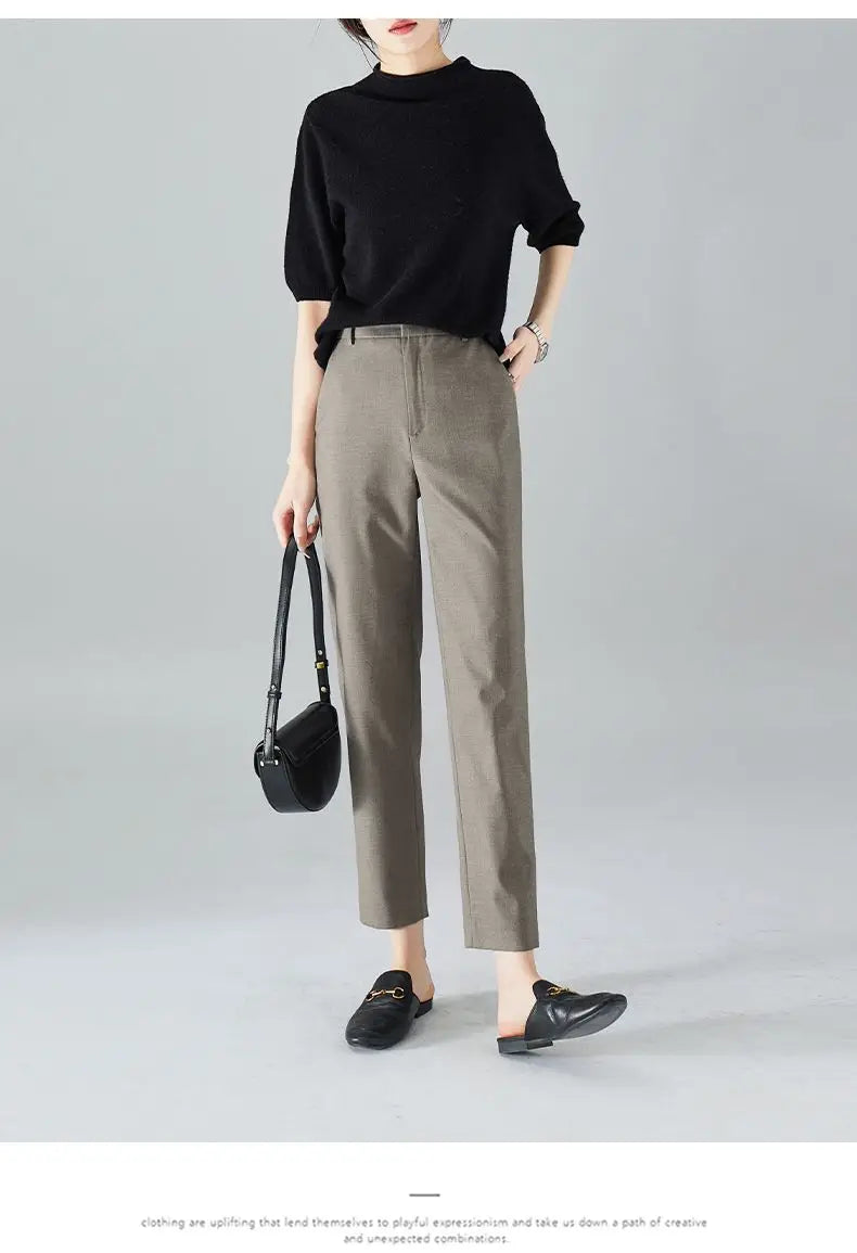 Lavisa - Slim Fit High-Waist Ankle Trousers