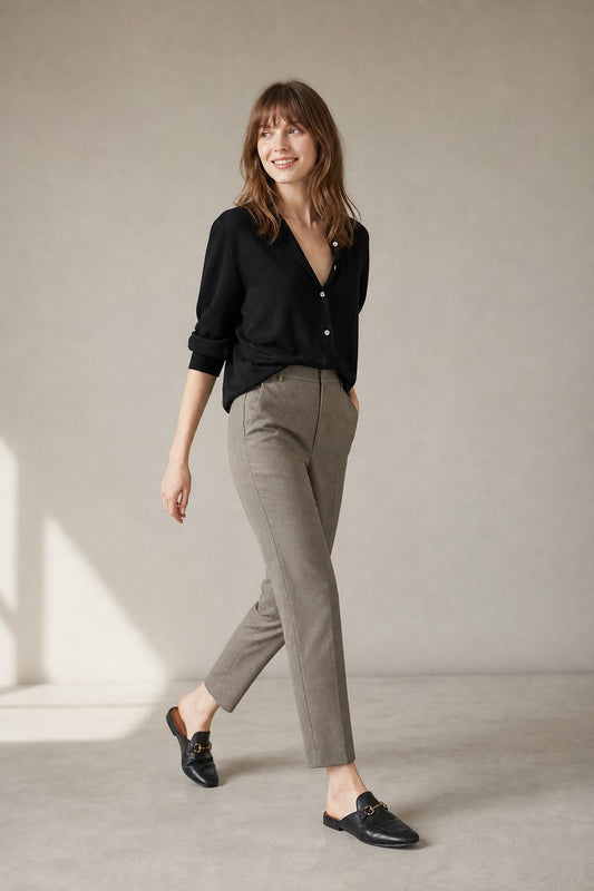 Lavisa - Slim Fit High-Waist Ankle Trousers