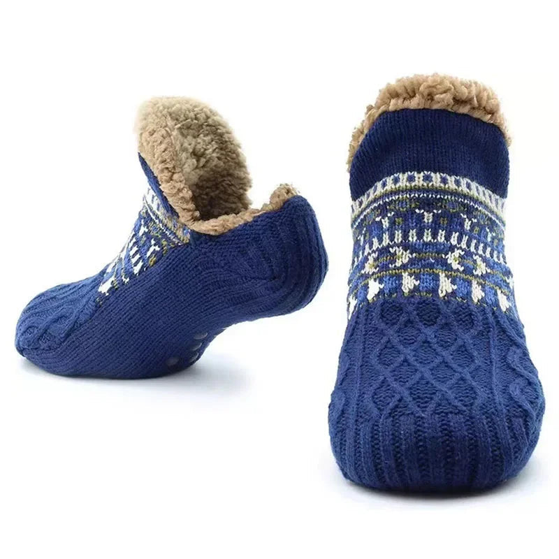 Lavisa - Snow Pattern Fleece Lined Non Slip Winter Socks