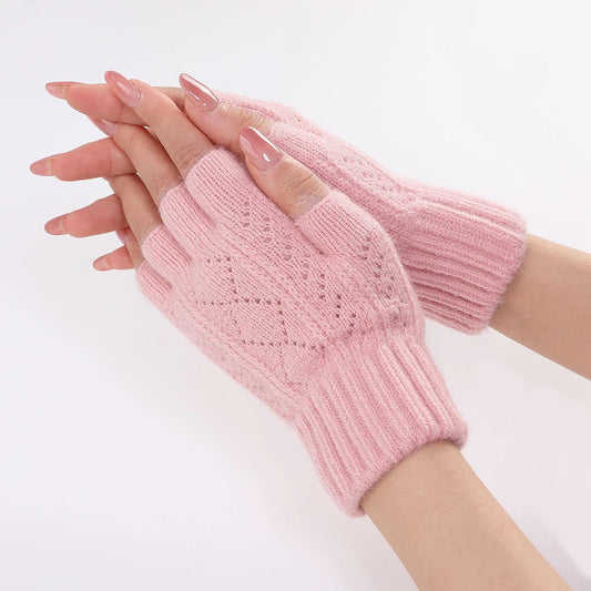 Soft Knit Fingerless Gloves - Front View | Lavisa