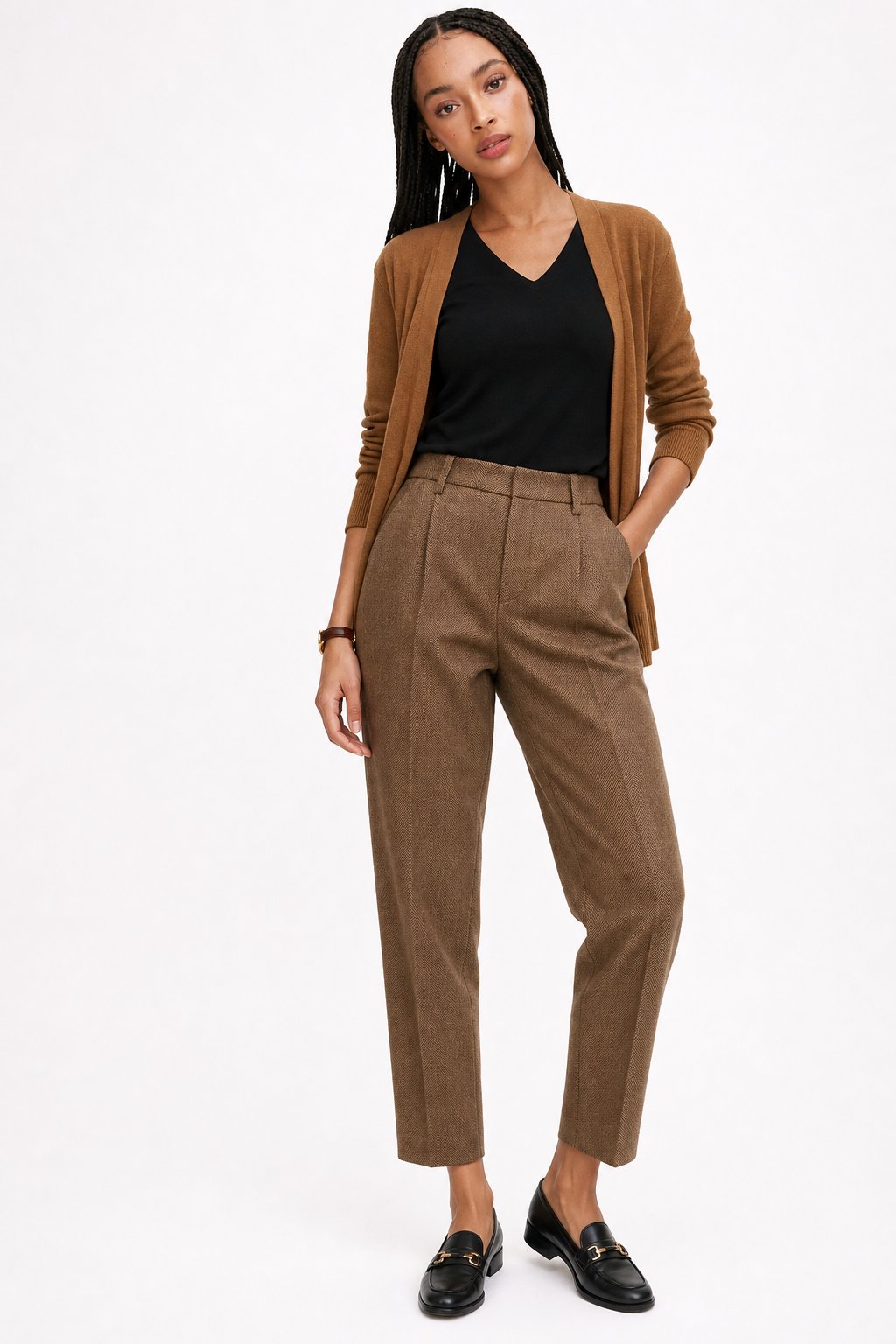 Lavisa - Tailored Ankle Length Wool Blend Tapered Pants