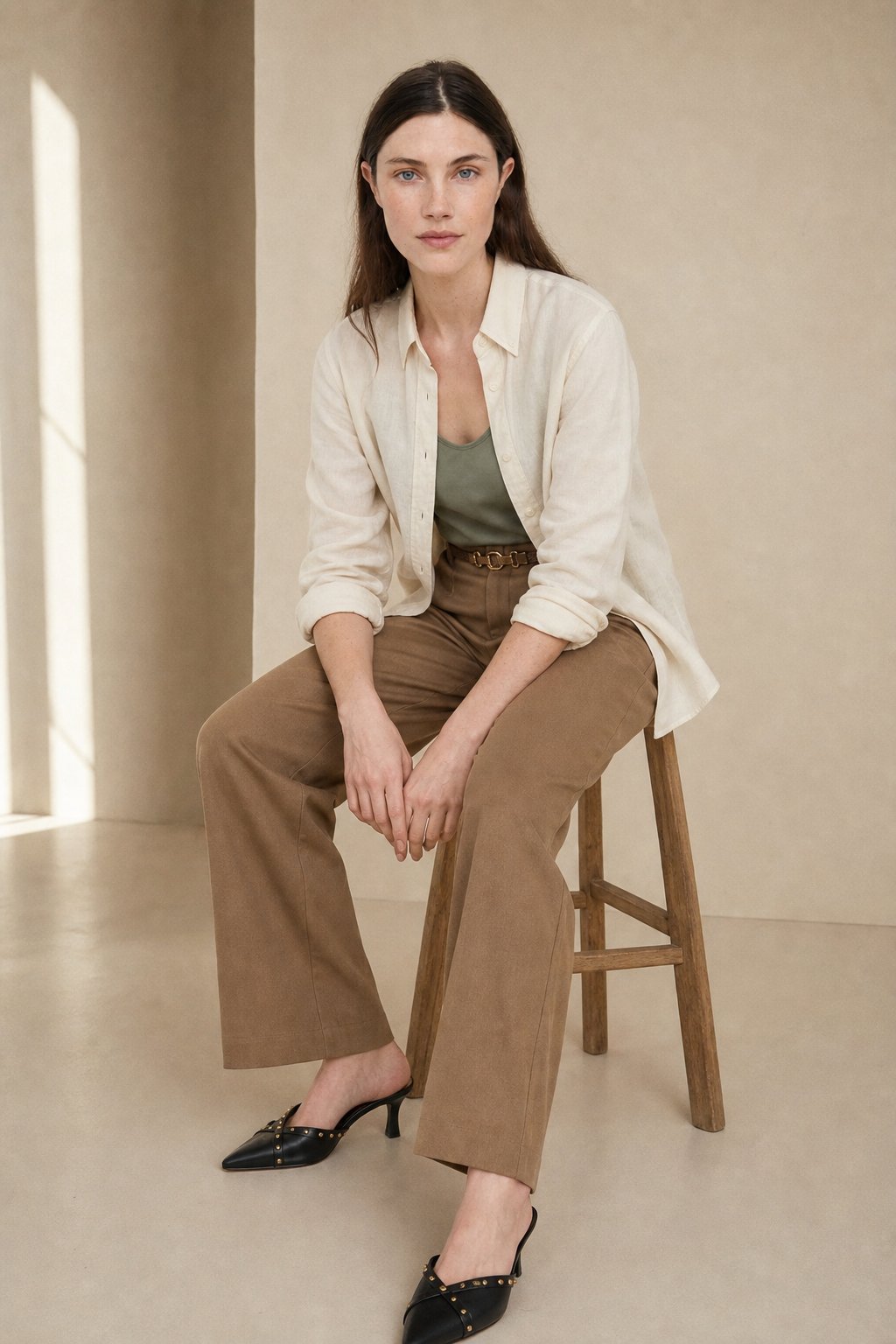 Lavisa - Tailored High Waisted Wide Leg Wool Blend Trousers