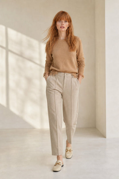 Lavisa - Tapered Woolen High-Waist Trousers
