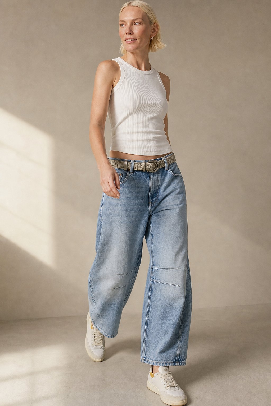 Lavisa - Womens Barrel Leg Wide Leg Denim Jeans