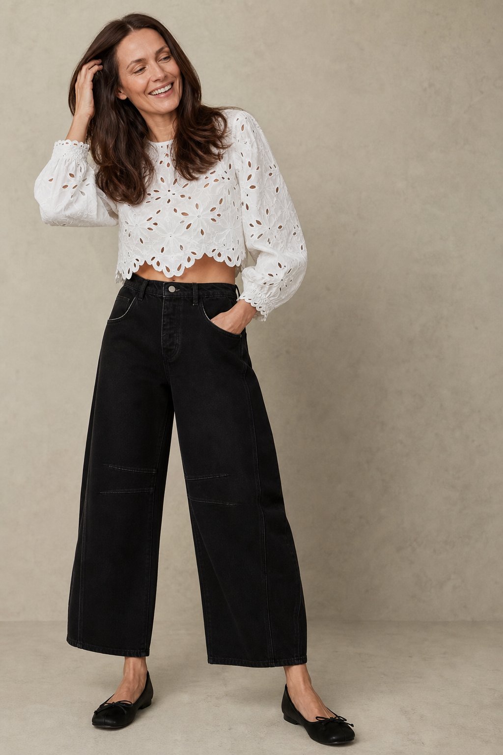 Lavisa - Womens Barrel Leg Wide Leg Denim Jeans