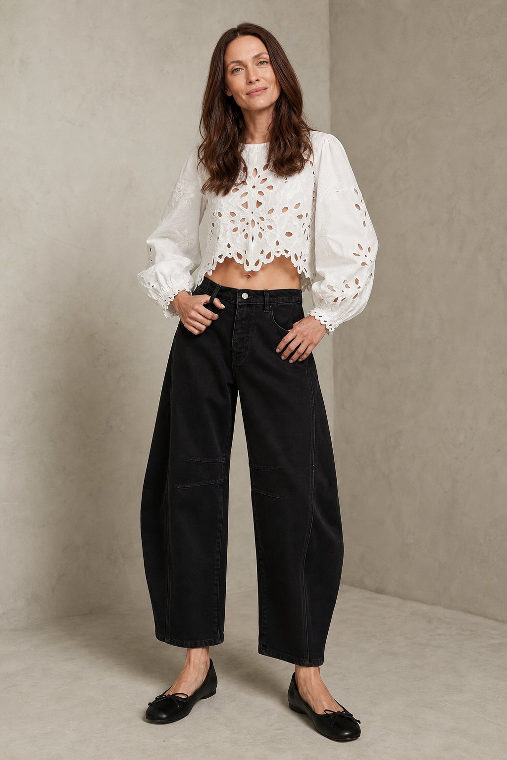 Lavisa - Womens Barrel Leg Wide Leg Denim Jeans