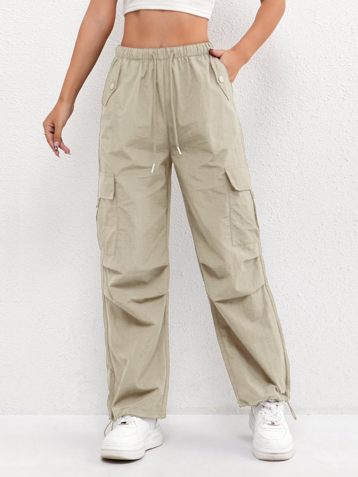 Lavisa - Womens Casual Cargo Drawstring Pants