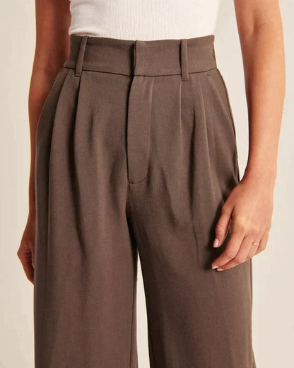 Lavisa - Women's Fitted Flared Pants - High Rise Flare Leg Dress Trousers