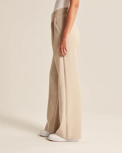 Lavisa - Women's Fitted Flared Pants - High Rise Flare Leg Dress Trousers