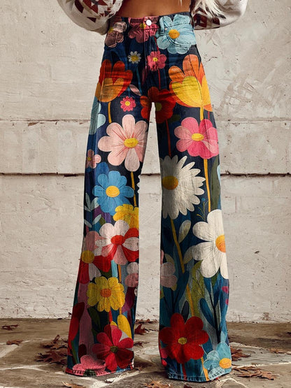 Lavisa - Women's Floral Palazzo Wide-Leg Pants