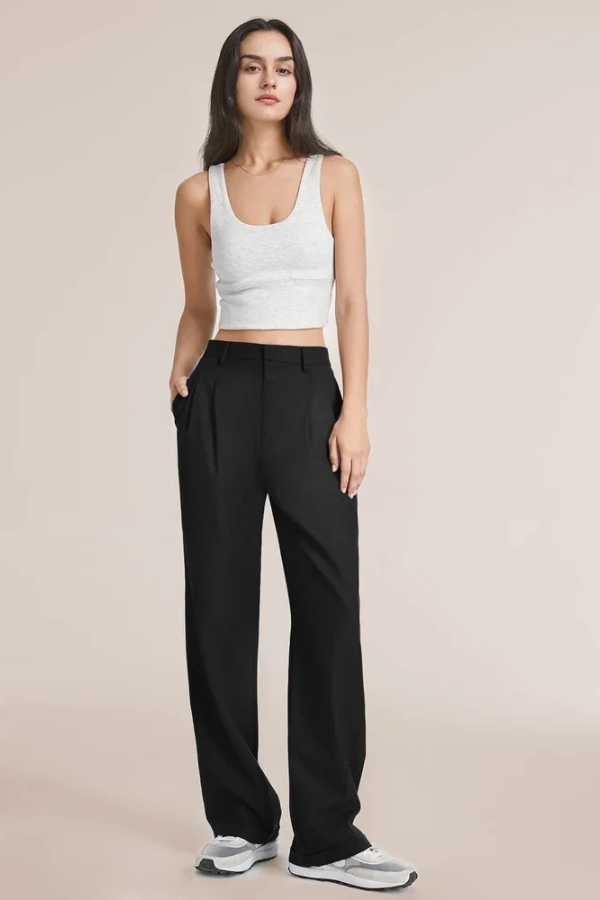 Lavisa - Women's High Rise Wide Leg Pants - Flowy Tailored Dress Trousers