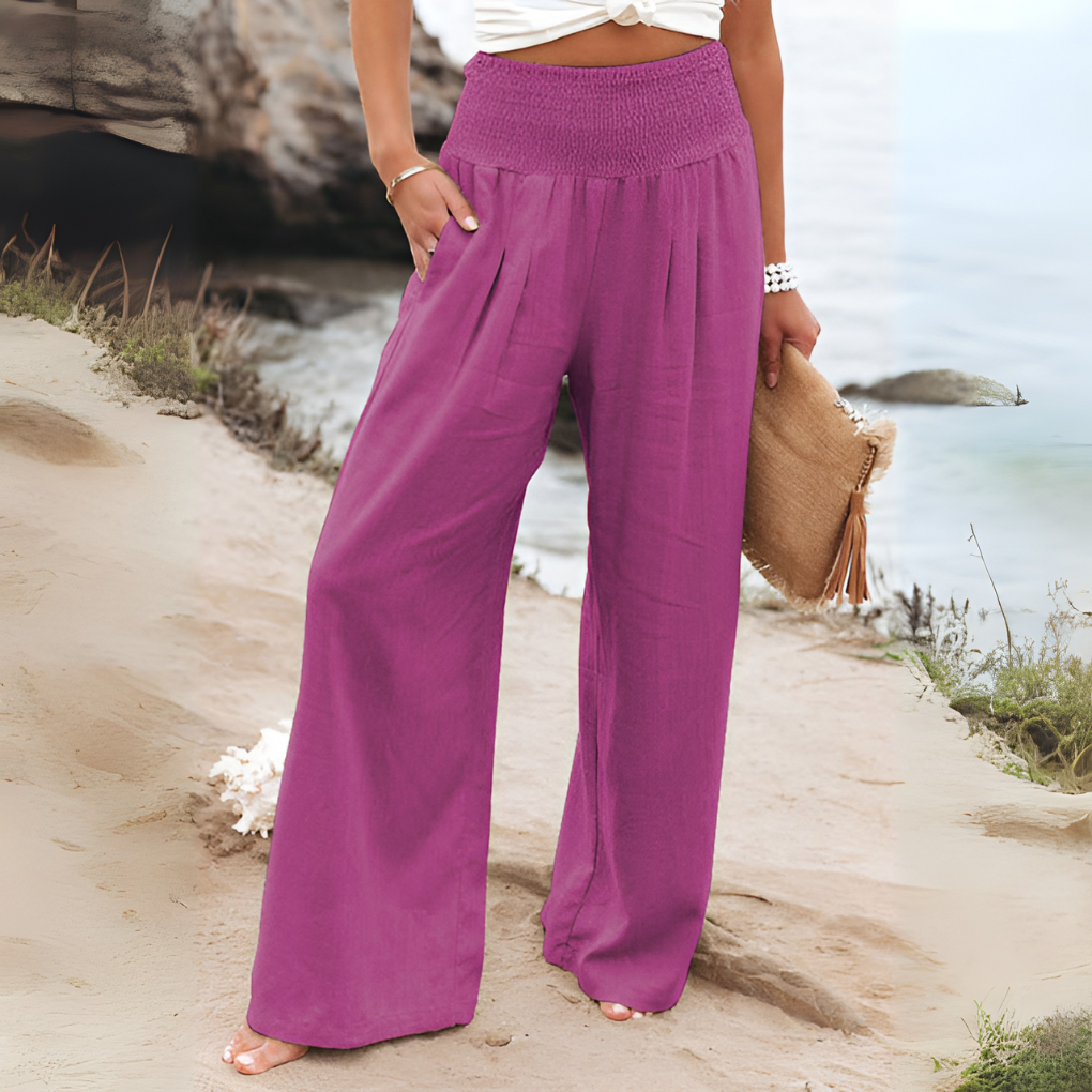 Lavisa - Women's High Waist Casual Wide Leg Pull-On Trousers