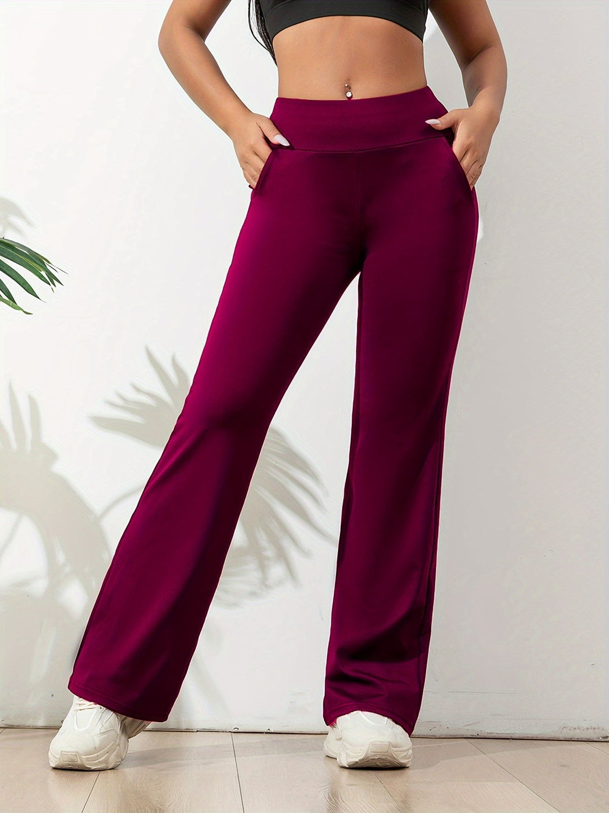 Lavisa - Women's High Waist Flared Yoga Pants - Stretch Workout Trousers