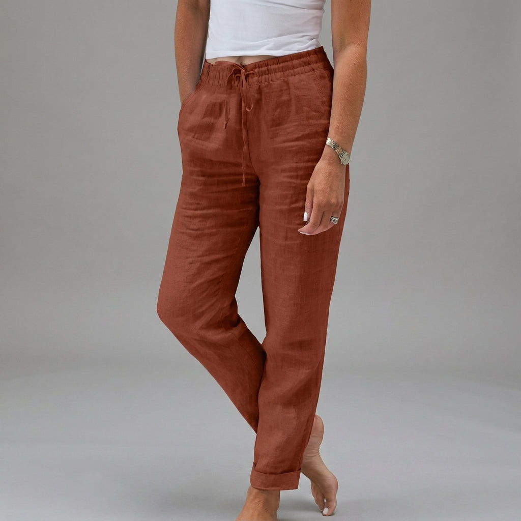 Lavisa - Women's High Waist Relaxed Pull-On Casual Trousers