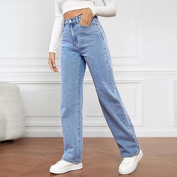 Lavisa - Womens High Waist Wide Leg Denim Jeans