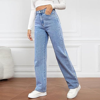 Lavisa - Womens High Waist Wide Leg Denim Jeans