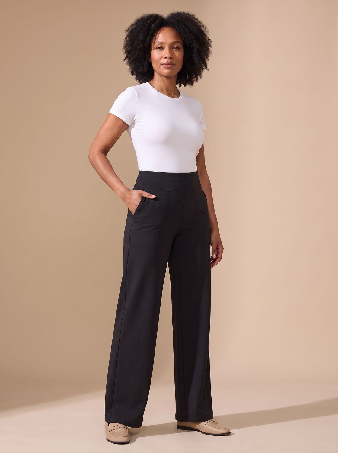Lavisa - Womens High Waist Wide Leg Stretch Pants