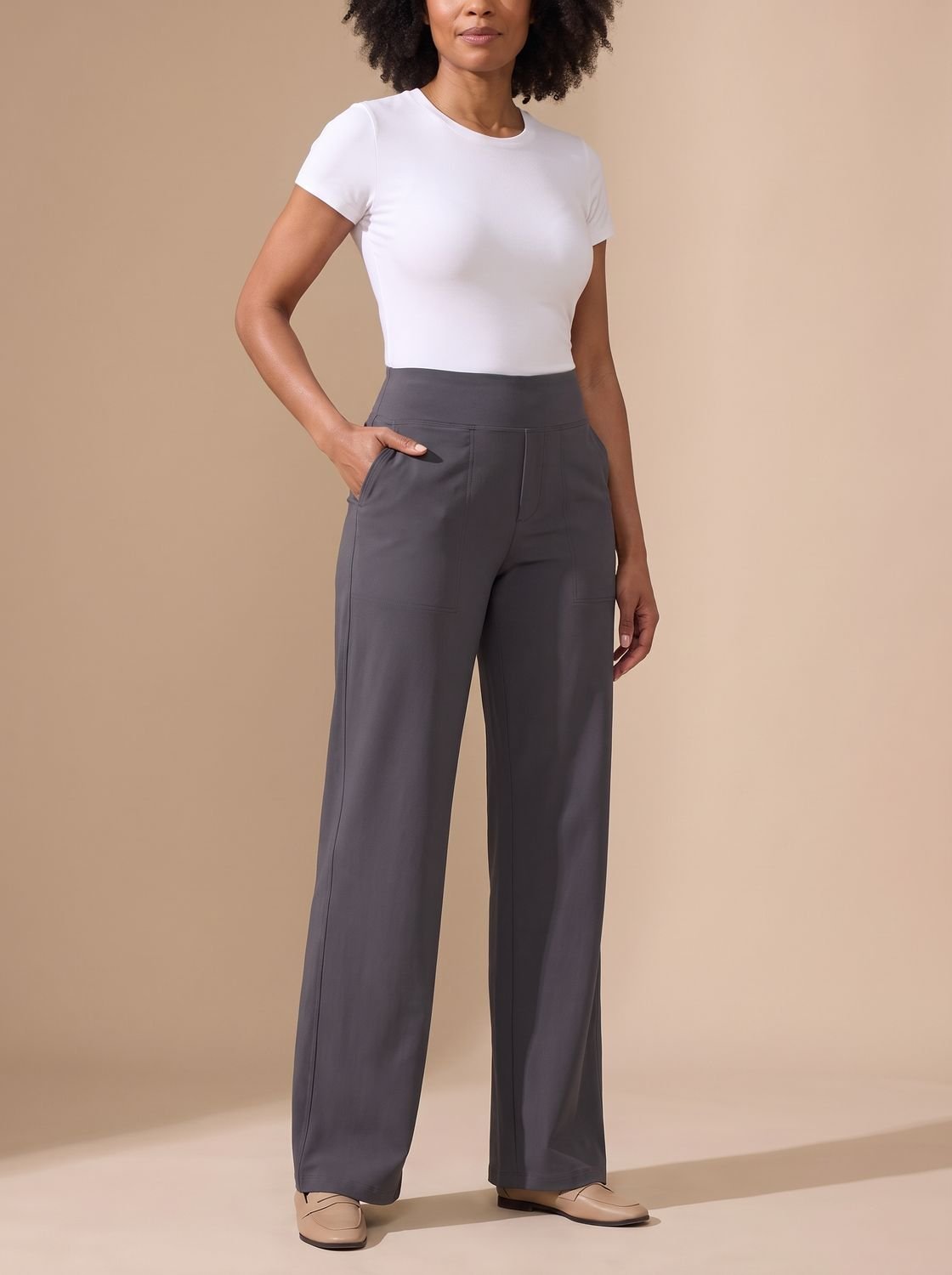Lavisa - Womens High Waist Wide Leg Stretch Pants