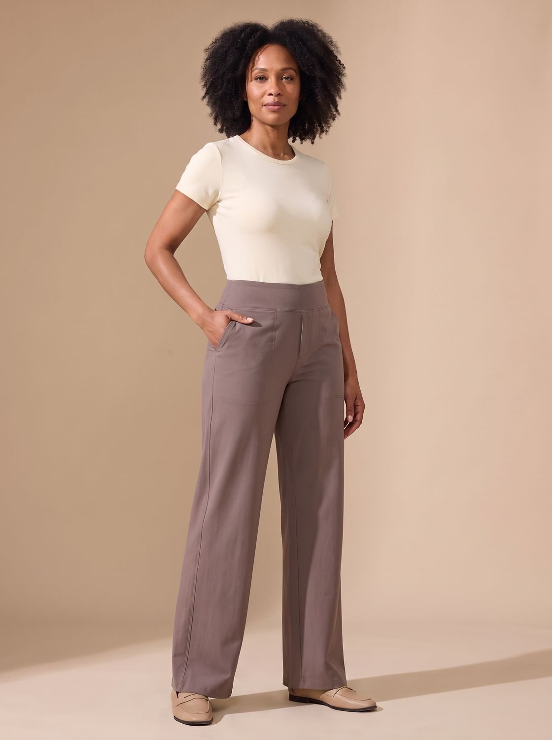 Lavisa - Womens High Waist Wide Leg Stretch Pants