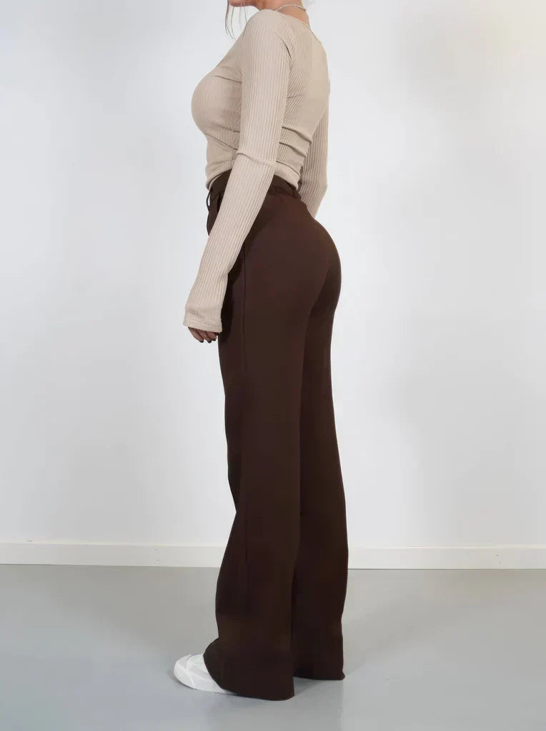 Lavisa - Women's High Waist Wide Leg Tailored Dress Pants