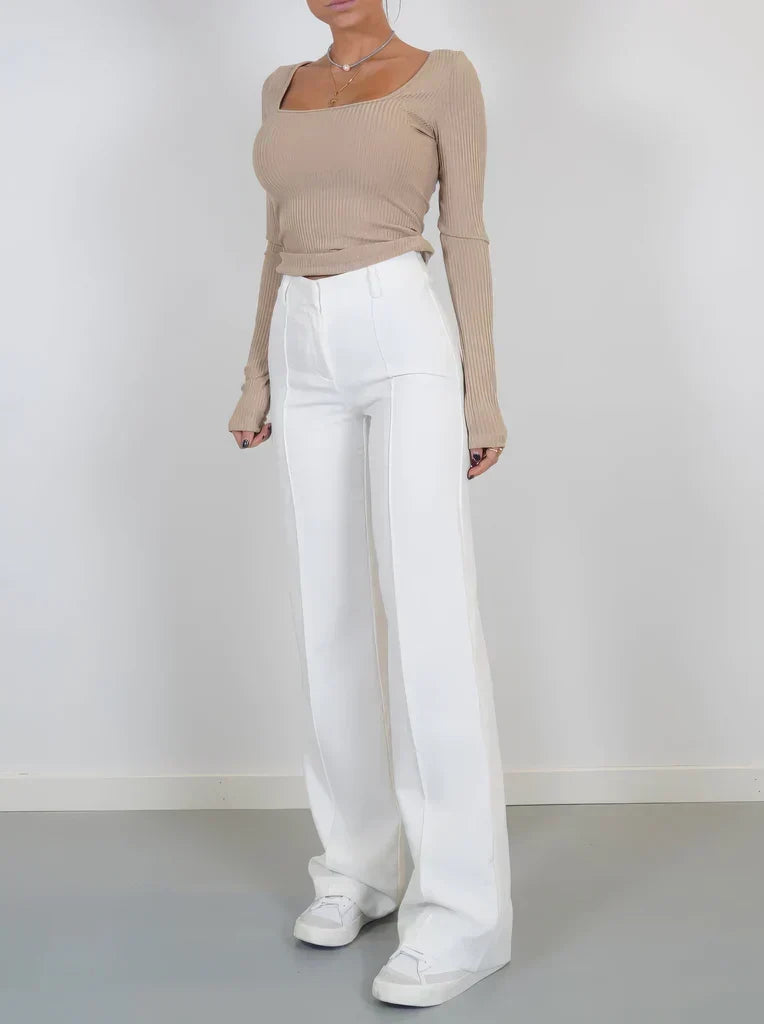 Lavisa - Women's High Waist Wide Leg Tailored Dress Pants