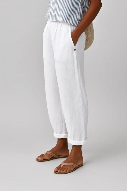Lavisa - Women's High-Waisted Relaxed Trousers with Pockets