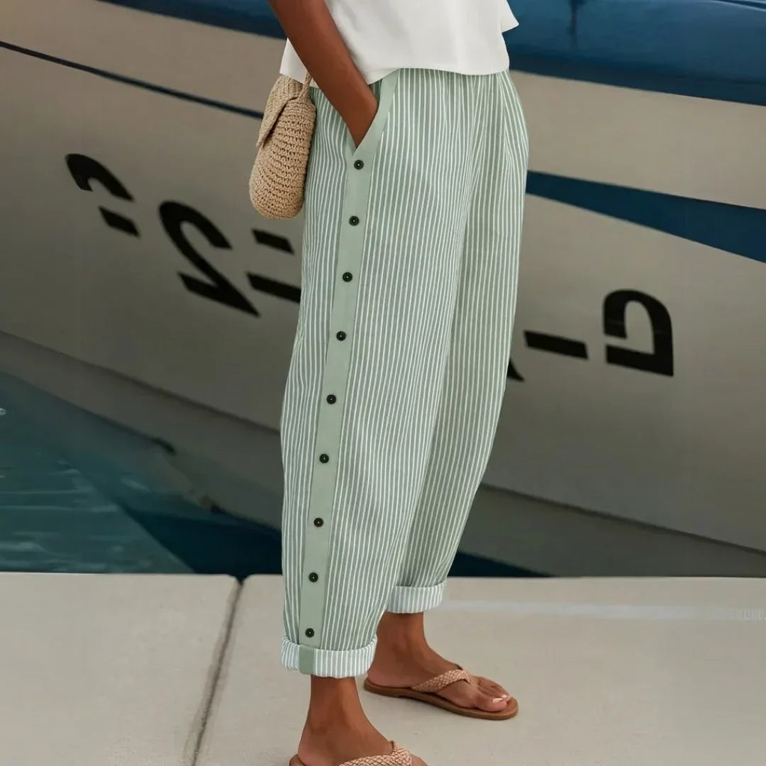 Lavisa - Women's High-Waisted Striped Trousers
