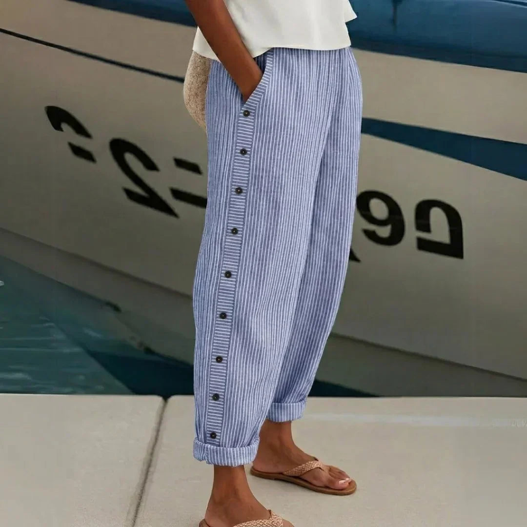 Lavisa - Women's High-Waisted Striped Trousers