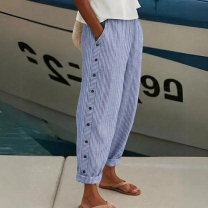 Lavisa - Women's High-Waisted Striped Trousers