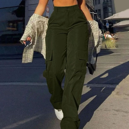Lavisa - Womens High Waisted Wide Leg Cargo Pants