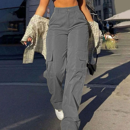 Lavisa - Womens High Waisted Wide Leg Cargo Pants