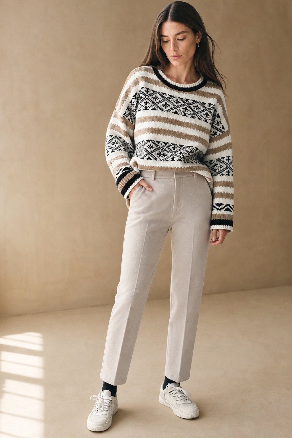 Lavisa - Womens High Waisted Wool Blend Trousers