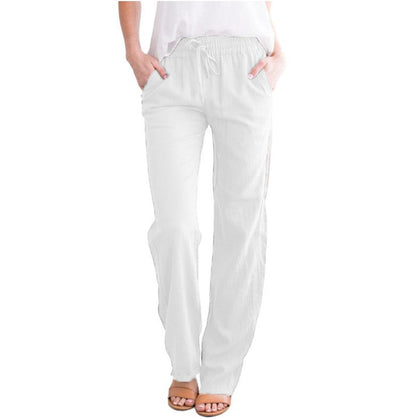 Lavisa - Women's Lightweight Pull-On Trousers Elastic Waist Straight Leg Pants
