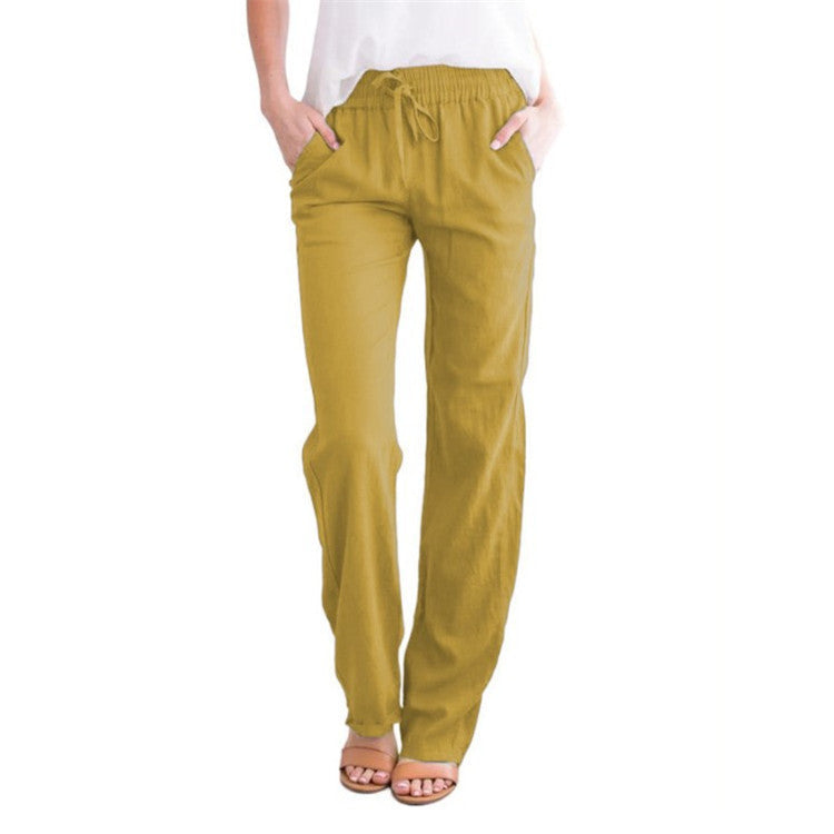 Lavisa - Women's Lightweight Pull-On Trousers Elastic Waist Straight Leg Pants