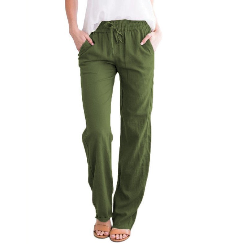 Lavisa - Women's Lightweight Pull-On Trousers Elastic Waist Straight Leg Pants