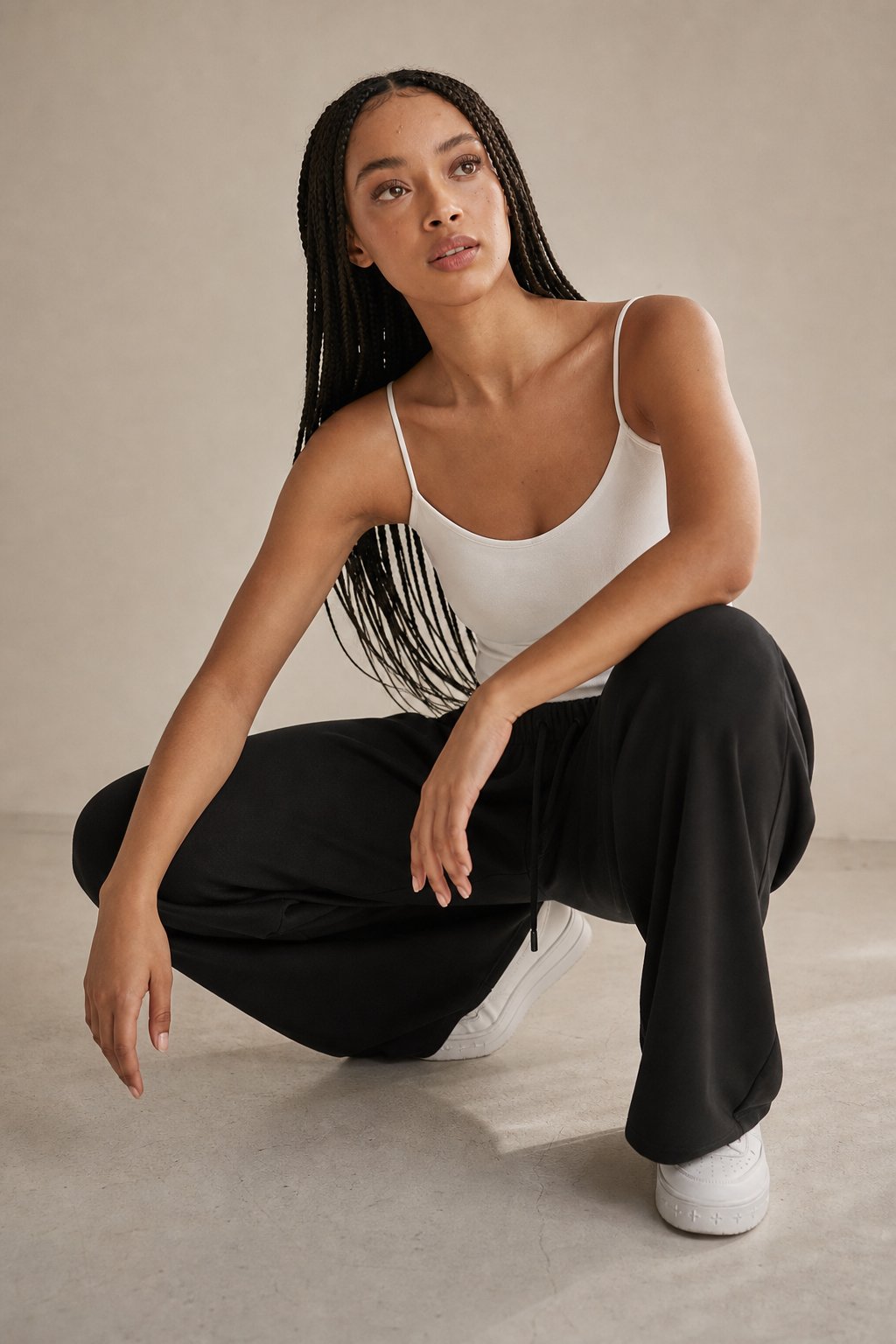 Lavisa - Womens Loose Fit Wide Leg Drawstring Jogger Pants