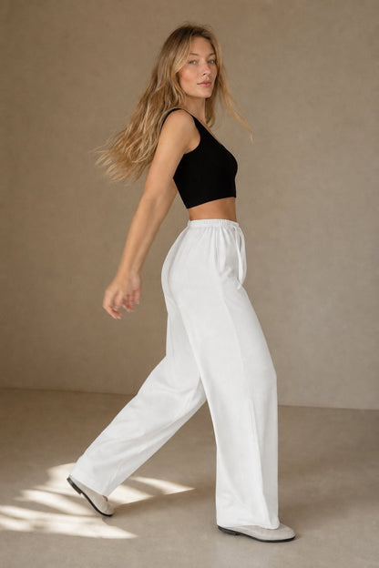Lavisa - Womens Loose Fit Wide Leg Drawstring Jogger Pants