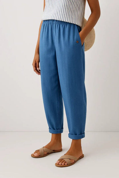 Lavisa - Womens Relaxed Fit Cuffed Linen Pants