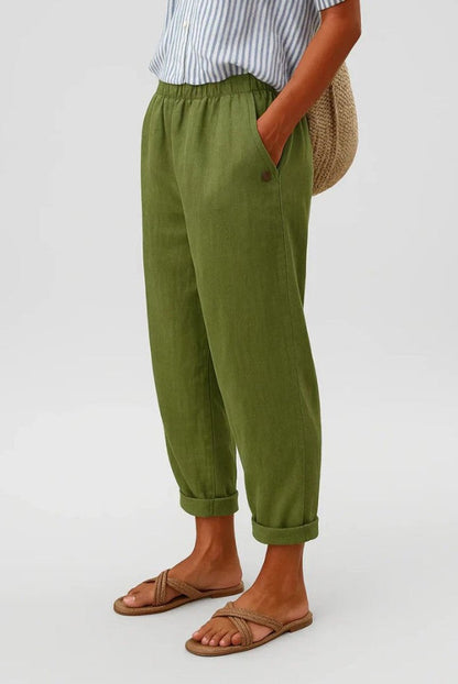 Lavisa - Womens Relaxed Fit Cuffed Linen Pants
