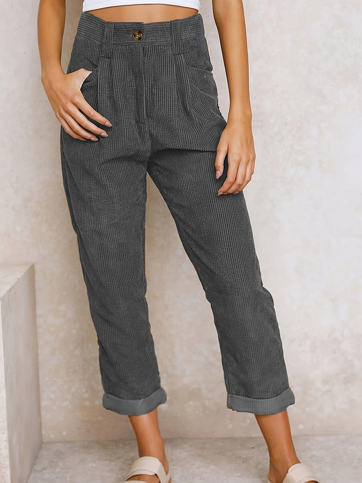 Lavisa - Womens Relaxed High Waist Tapered Trousers