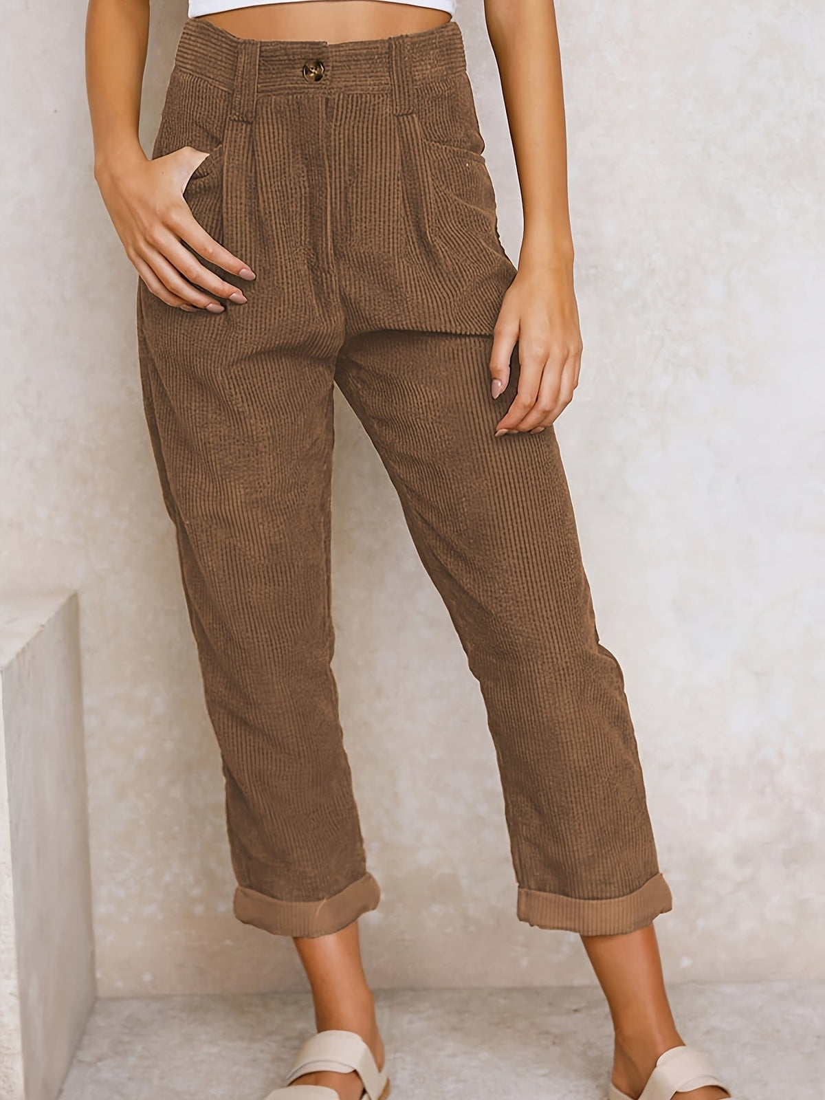 Lavisa - Womens Relaxed High Waist Tapered Trousers